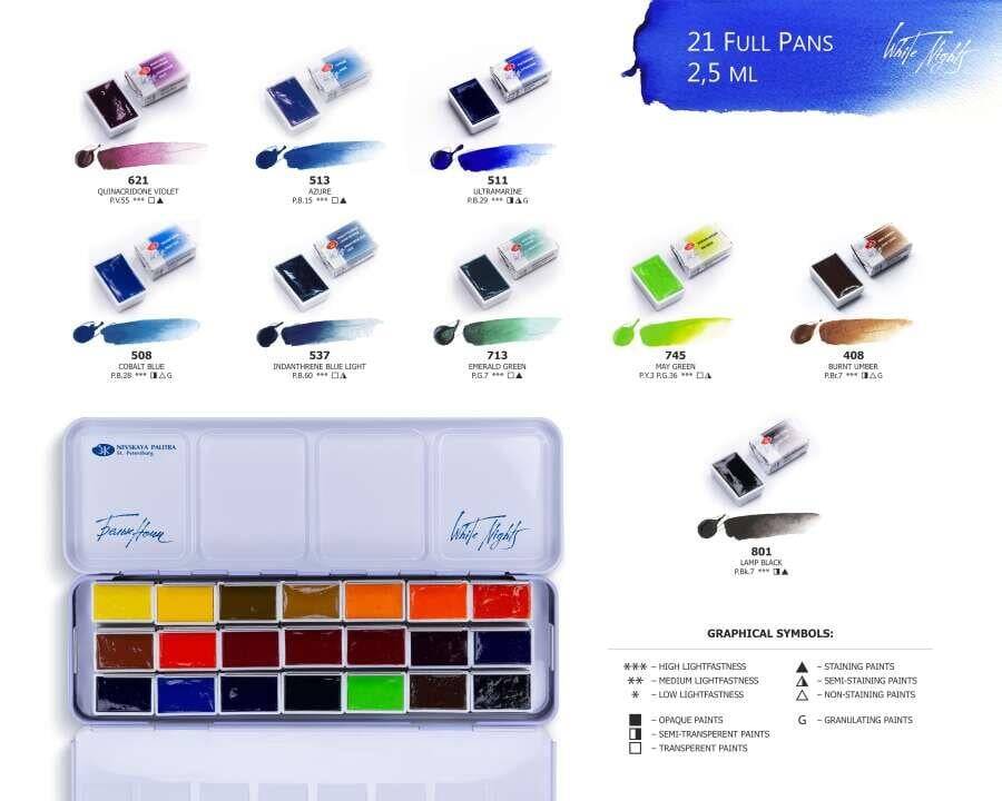 St. Petersburg White Nights Extra-Fine Tam Tablet Sulu Boya 2.5 ml 21’li Metal Kutu Set