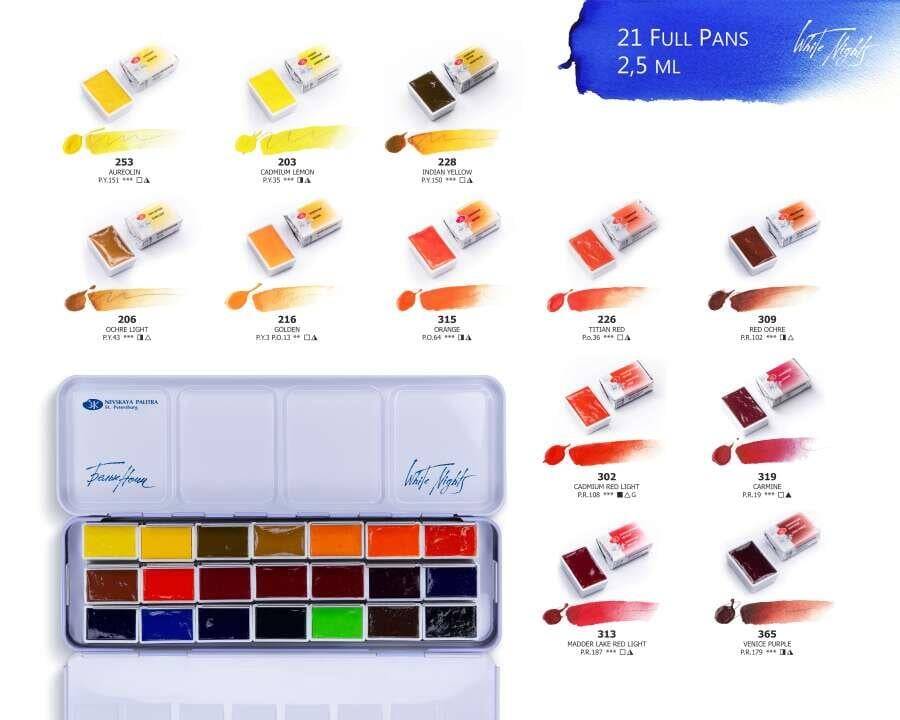 St. Petersburg White Nights Extra-Fine Tam Tablet Sulu Boya 2.5 ml 21’li Metal Kutu Set