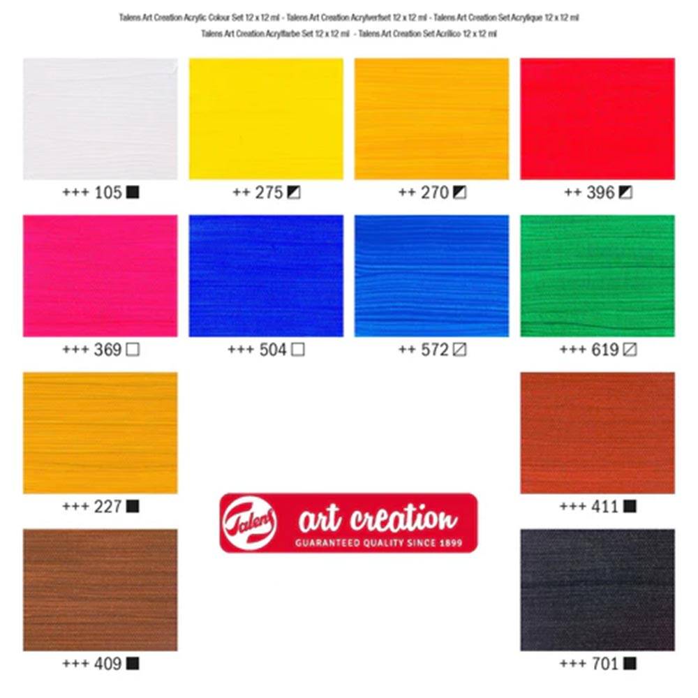 Talens Artcreation (Plastik Tüp) Akrilik Boya Seti 12 renk x 12 ml