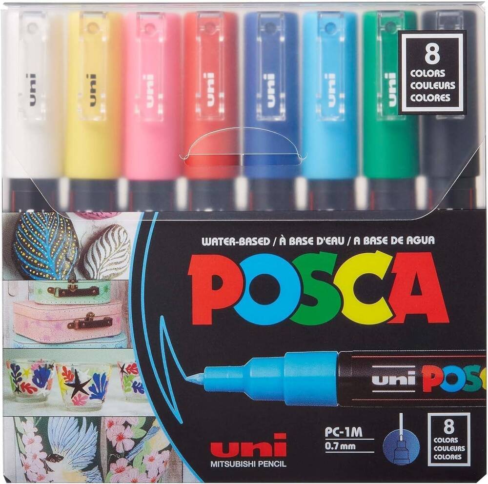 Uni Posca PC-1M 0.7 mm 8'li Ana Renkler