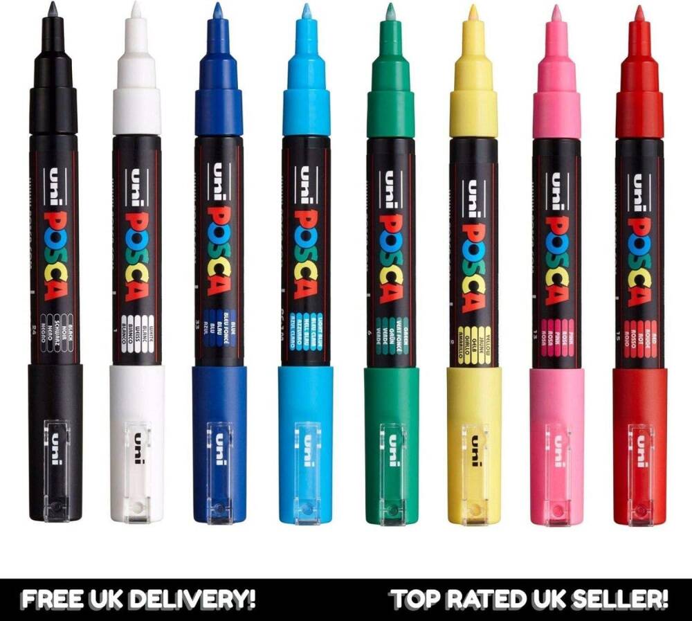 Uni Posca PC-1M 0.7 mm 8'li Ana Renkler