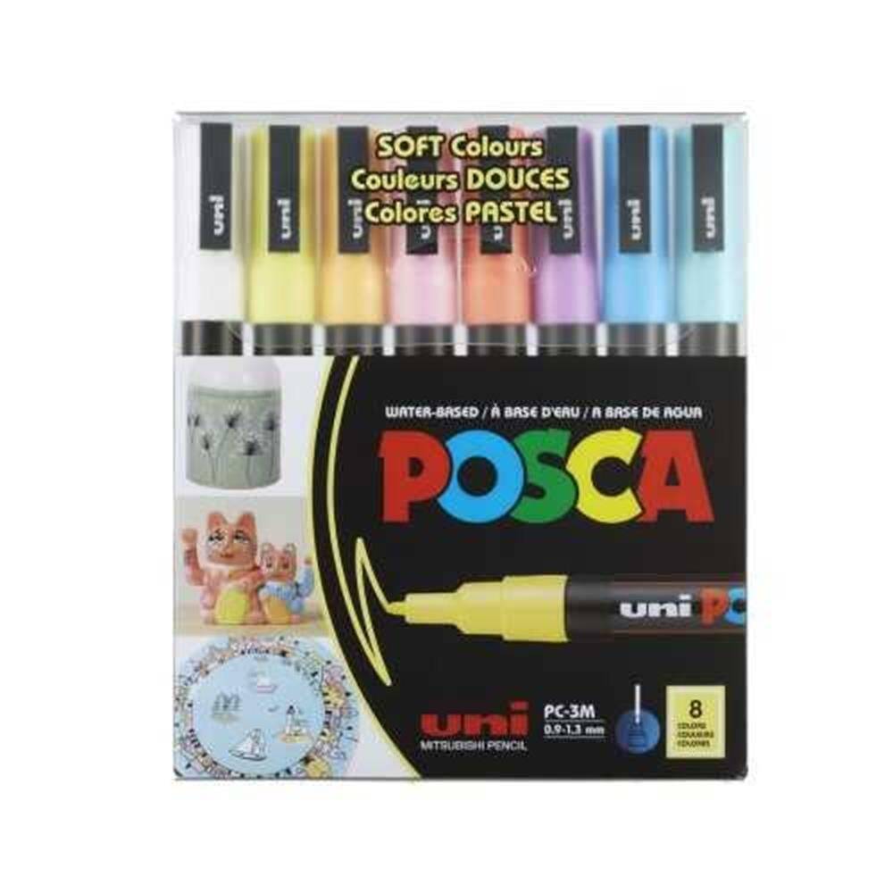 Uni Posca PC-3M 0.9-1.3 mm 8li Soft Renkler