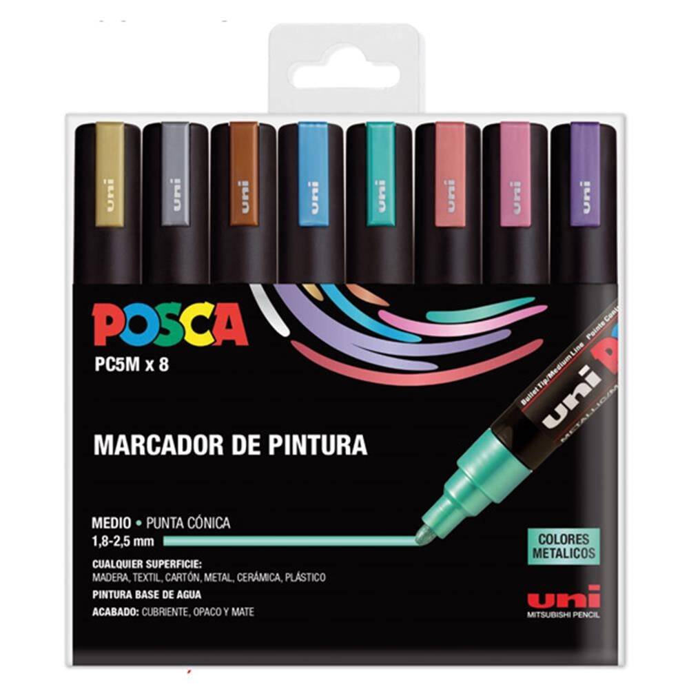 Uni Posca PC-5M 1.8-2.5 mm 8li Metalik Renkler