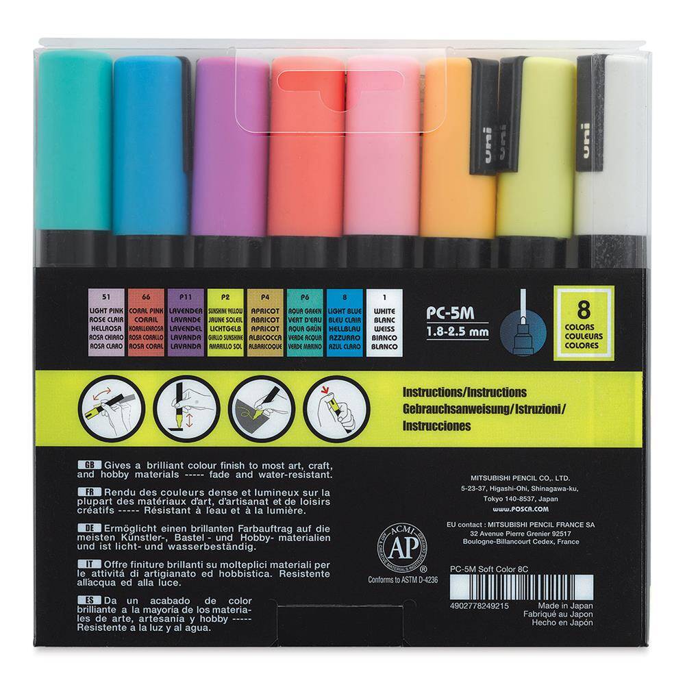 Uni Posca PC-5M 1.8-2.5 mm 8li Soft Renkler