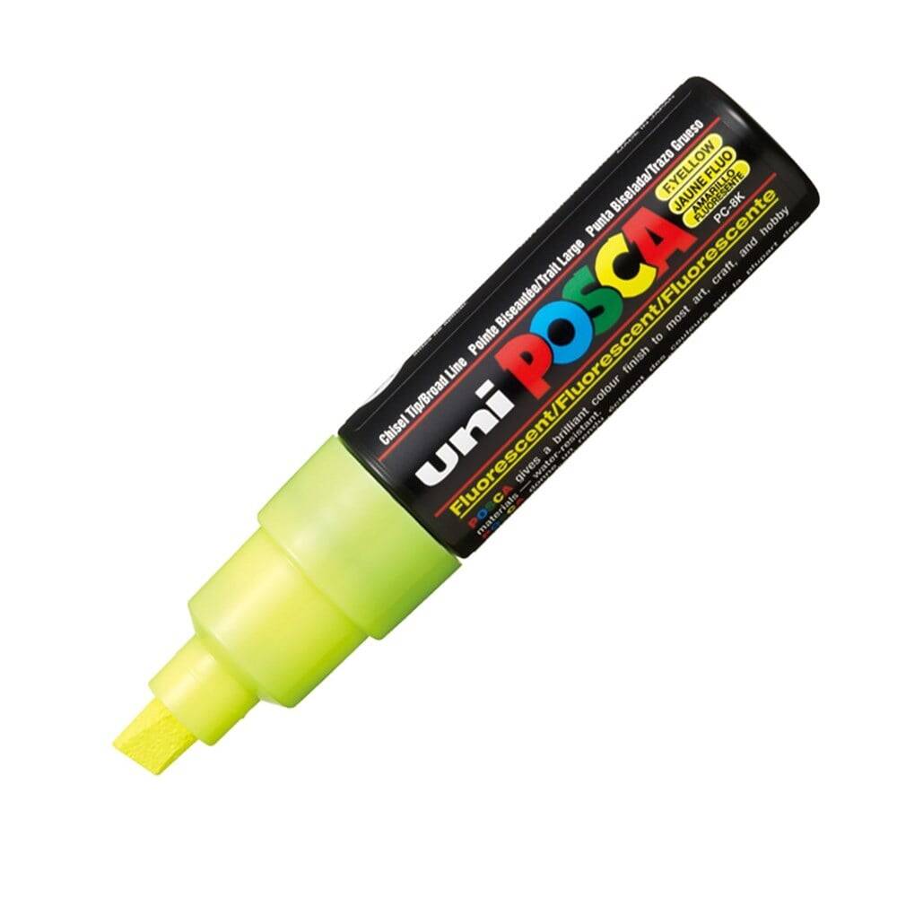 Uni Posca Pc-8K Boyama Markörü 8 mm Kesik Uç Floresan Sarı