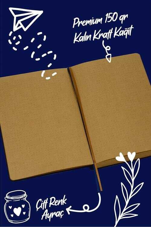 Victorias Journals Bujo Kraft Noktalı Defter Süet 14.5x21 cm 150 gr 96 Yaprak Mavi