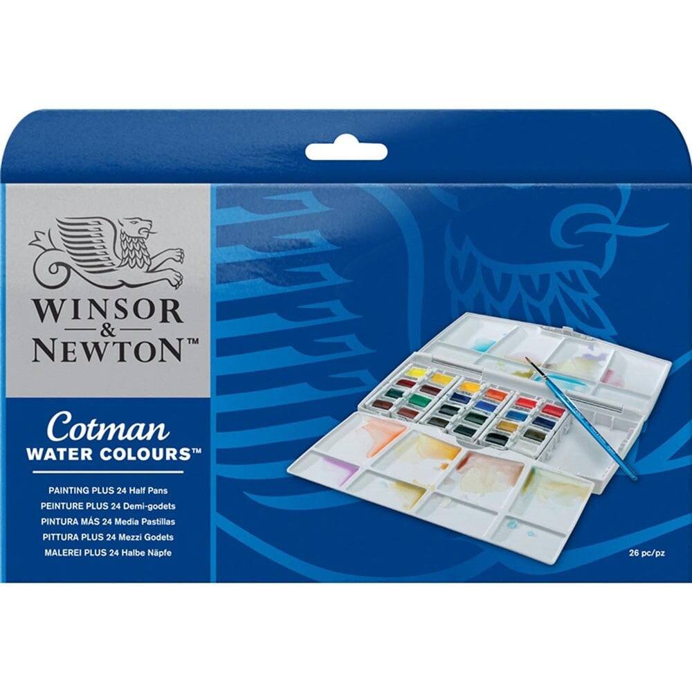 Winsor & Newton Cotman Sulu Boya Plus Boyama Seti 24'lü (Yarım Tablet)