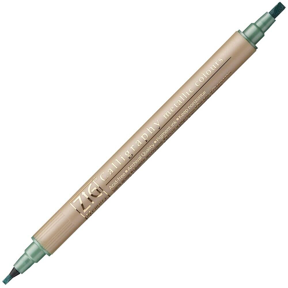 Zig Çift Uçlu Yaldızlı Davetiye ve Kaligrafi Kalemi 2 mm + 3.5 mm 121 Metallic Green