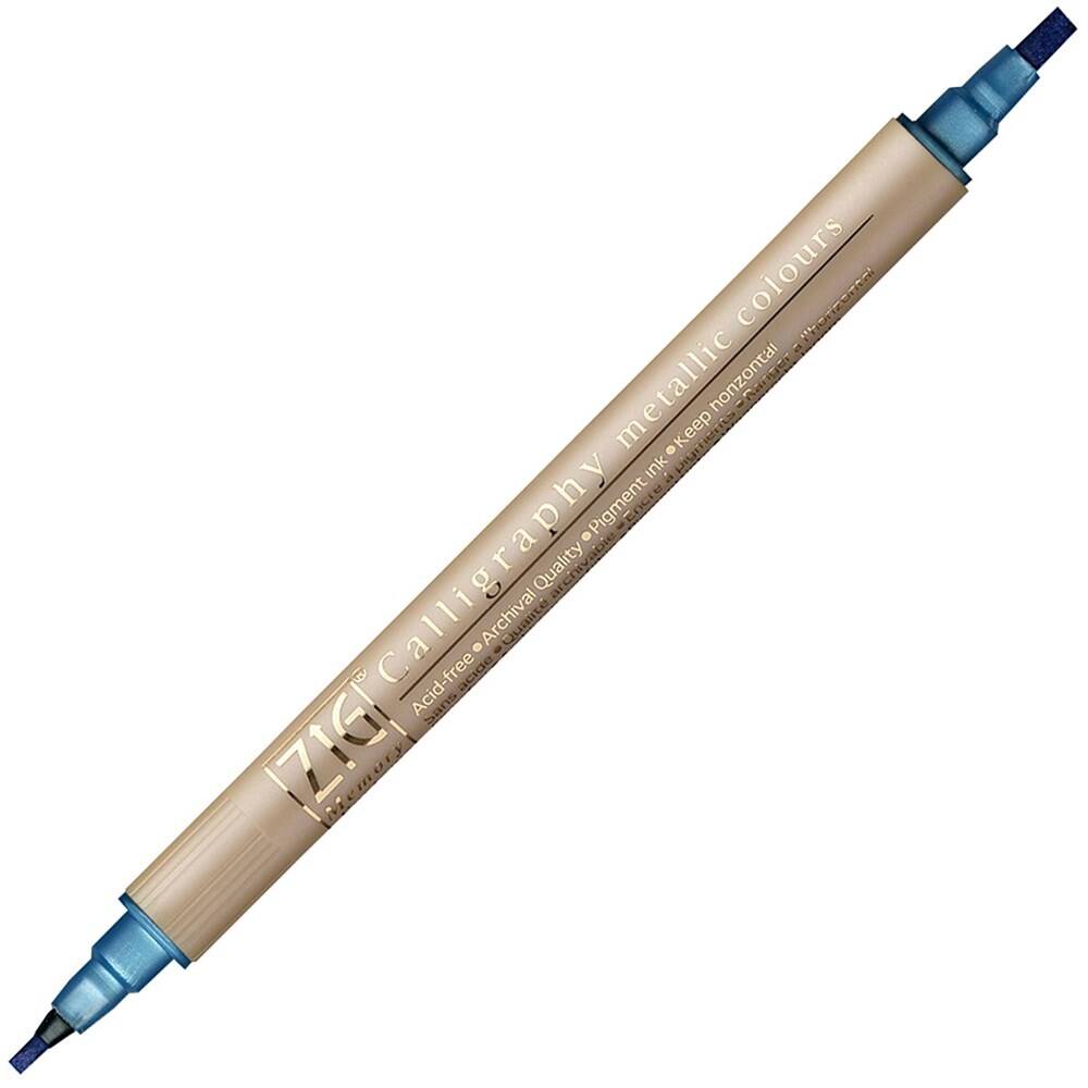 Zig Çift Uçlu Yaldızlı Davetiye ve Kaligrafi Kalemi 2 mm + 3.5 mm 125 Metallic Blue