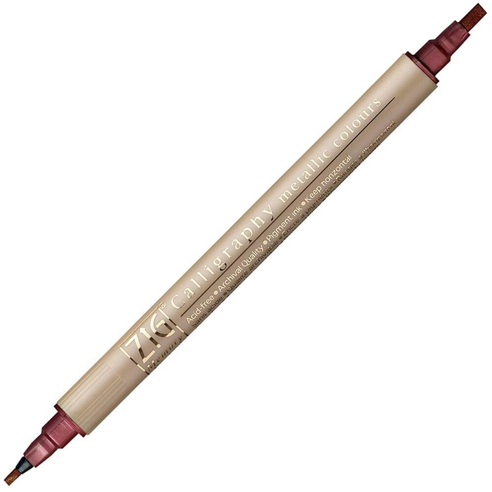 Zig Çift Uçlu Yaldızlı Davetiye ve Kaligrafi Kalemi 2 mm + 3.5 mm 126 Metallic Red