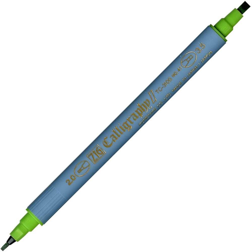 Zig Kaligrafi Kalemi Çift Uçlu 2 mm + 3.5 mm 041 Açık Yeşil